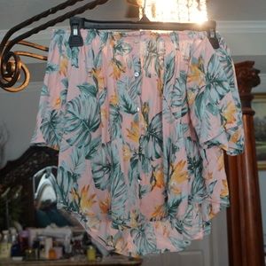 Hawaiian Floral Off The Shoulder Top